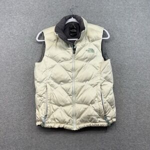 The North Face Vest Womens Small White 550 Down Puffer Quilted Zip Insulated